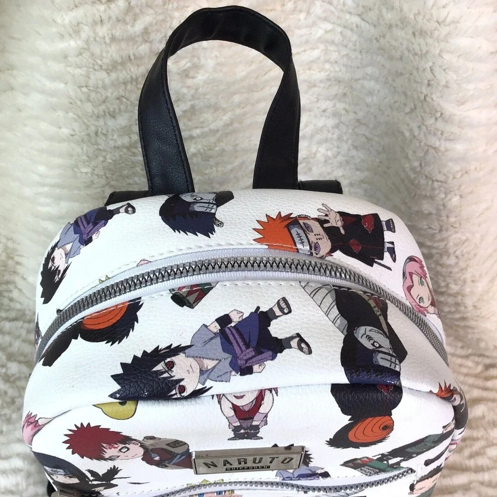 Naruto Backpack Shippuden Allover Chibi Character Faux Leather Mini Tote Bag